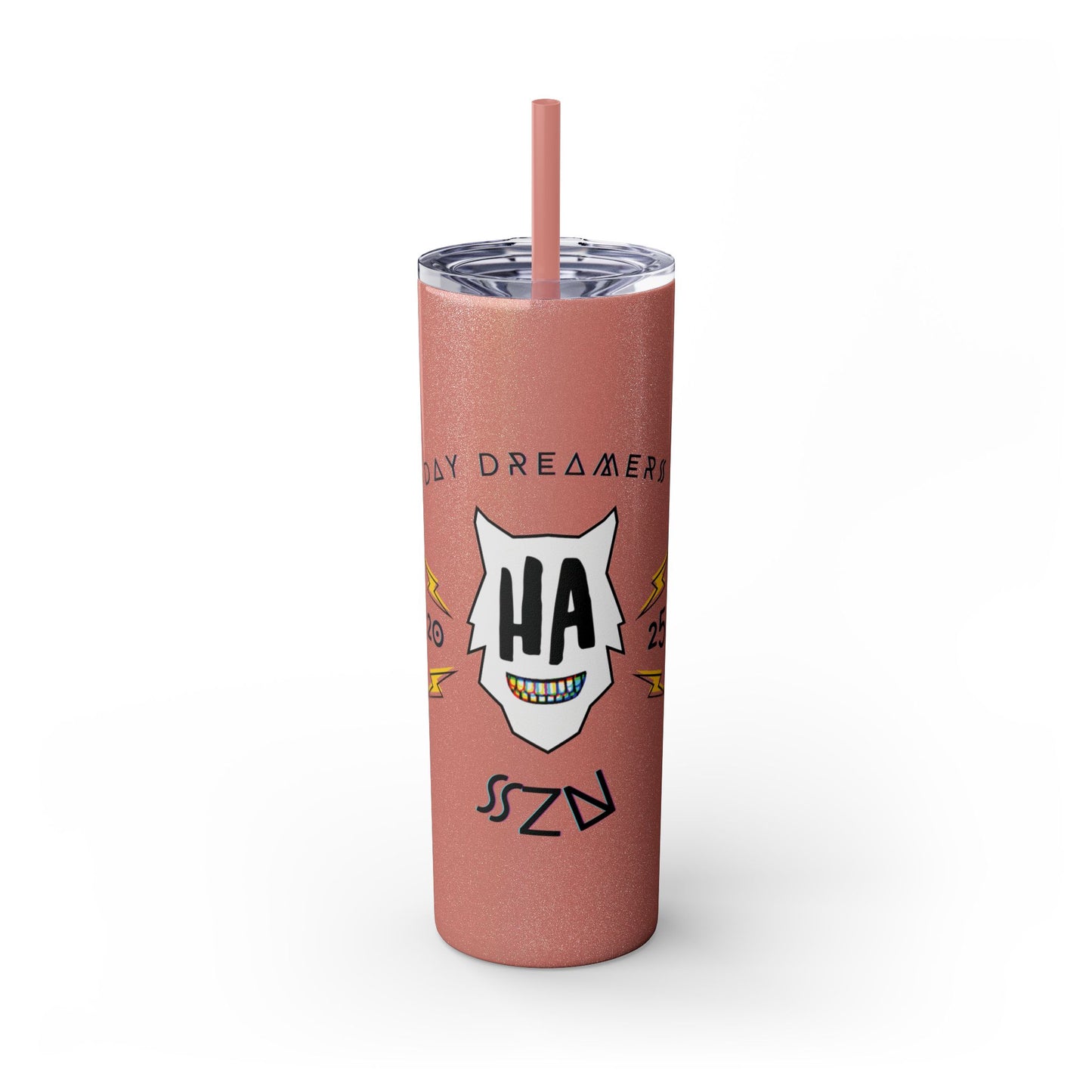 "HA" Skinny Tumbler with Straw, 20oz