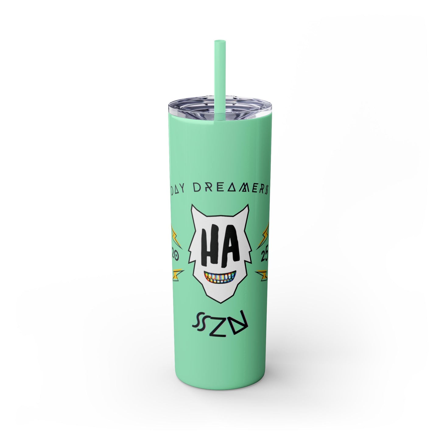 "HA" Skinny Tumbler with Straw, 20oz