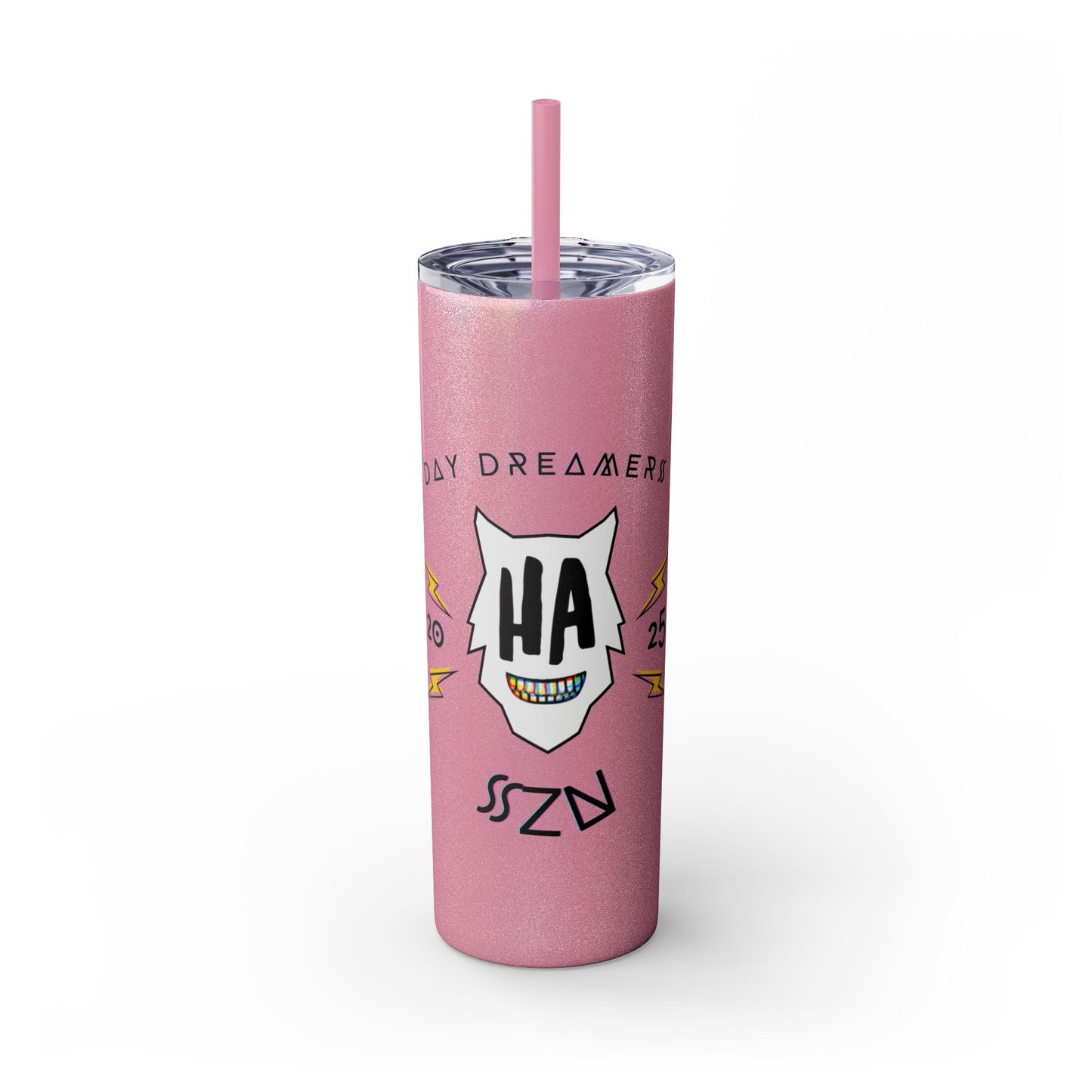"HA" Skinny Tumbler with Straw, 20oz
