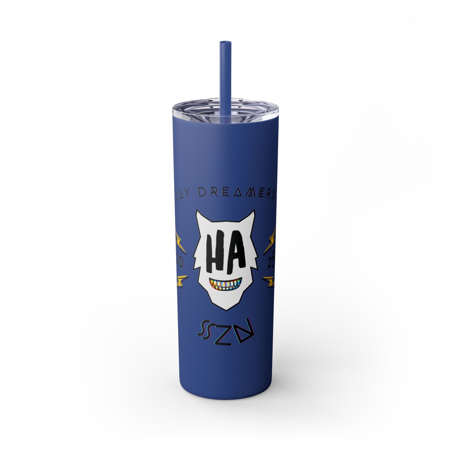 "HA" Skinny Tumbler with Straw, 20oz