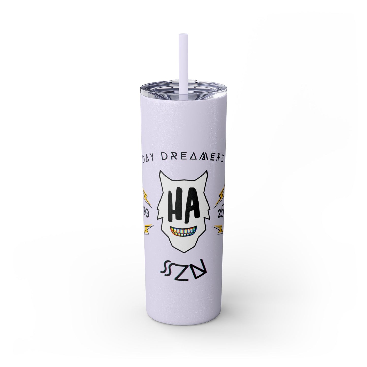 "HA" Skinny Tumbler with Straw, 20oz