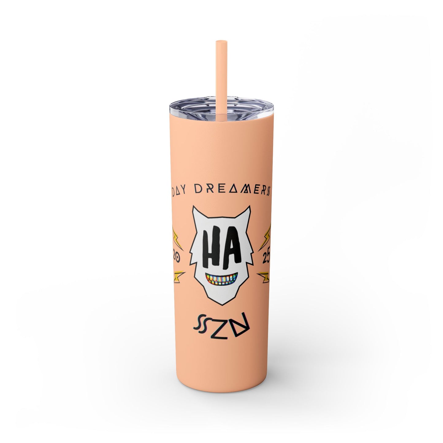 "HA" Skinny Tumbler with Straw, 20oz