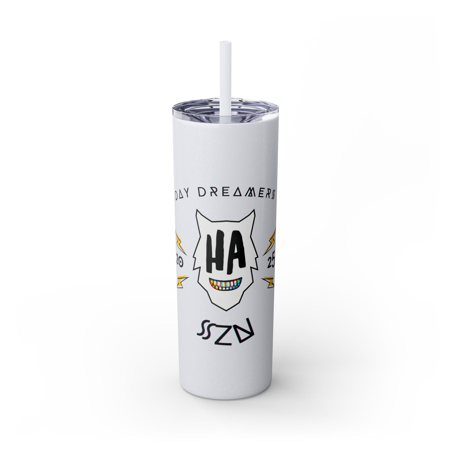 "HA" Skinny Tumbler with Straw, 20oz