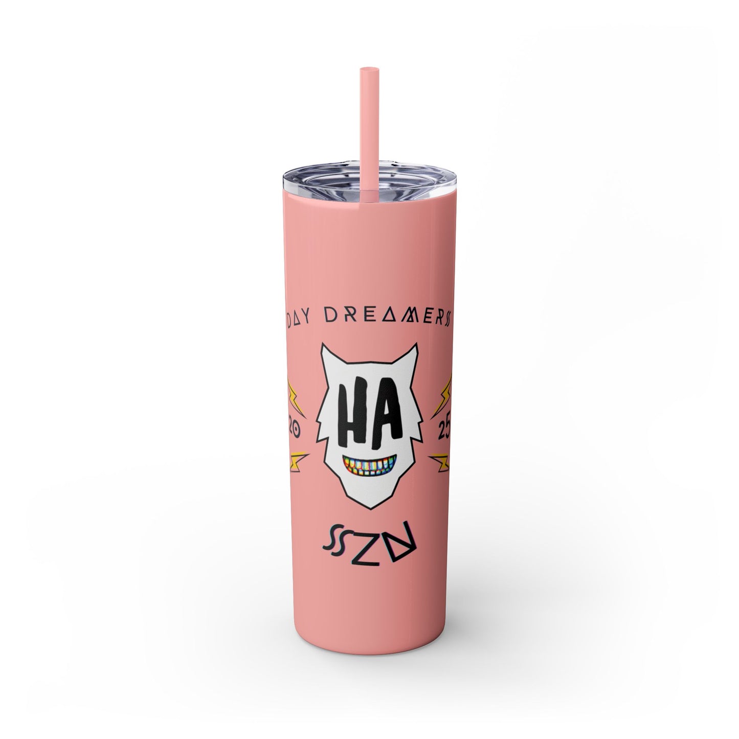 "HA" Skinny Tumbler with Straw, 20oz