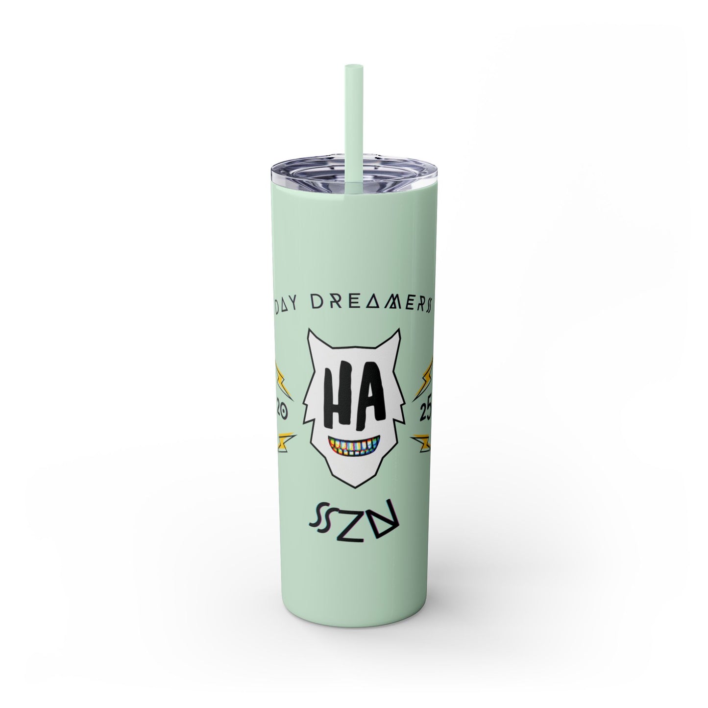 "HA" Skinny Tumbler with Straw, 20oz