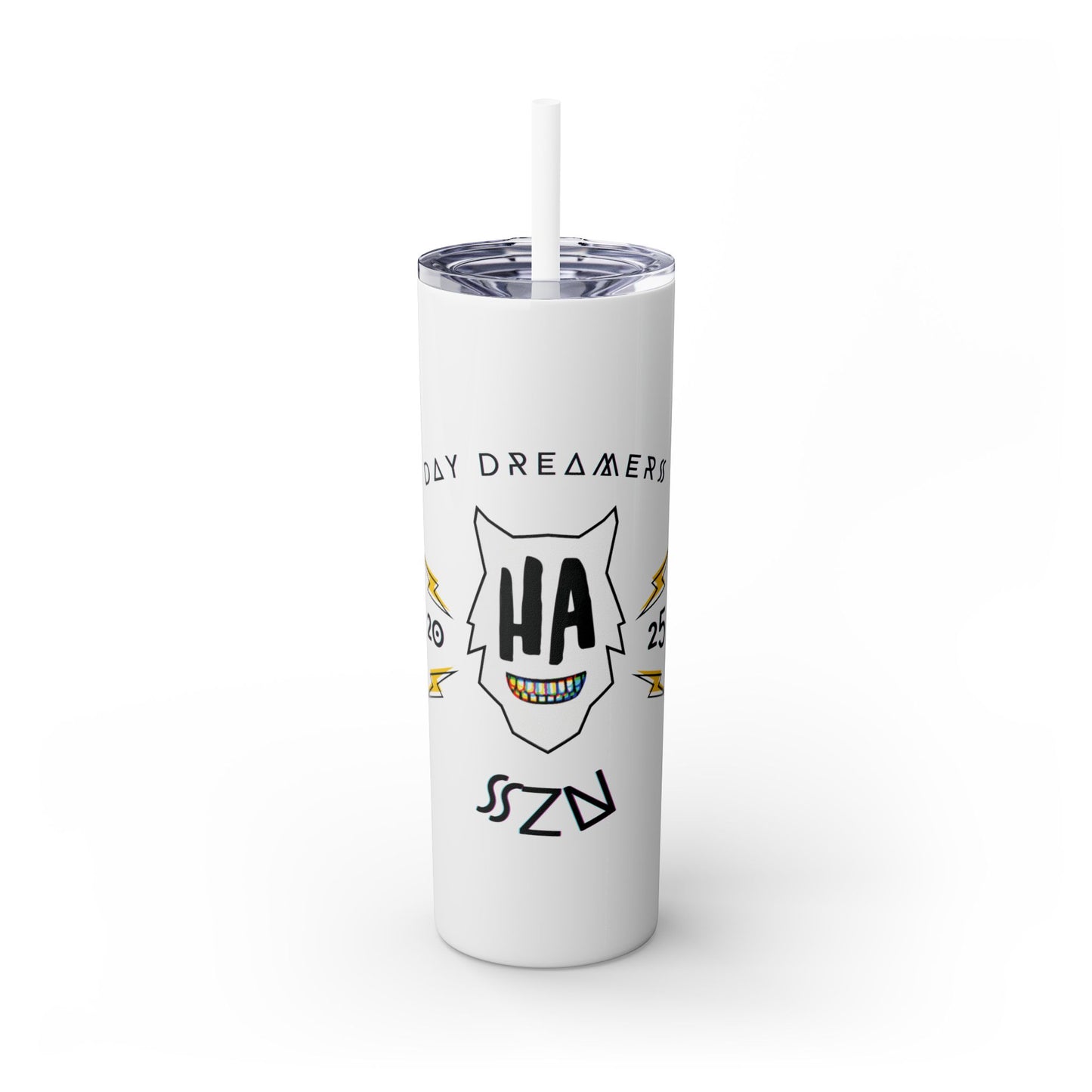 "HA" Skinny Tumbler with Straw, 20oz