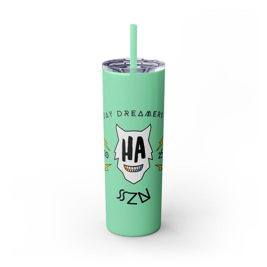 "HA" Skinny Tumbler with Straw, 20oz